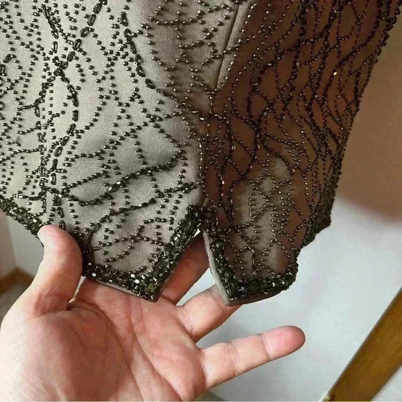 Vintage Vie By Victoria Royal Blouse Women 20L Brown Beaded Faux Fur Zip Crop - Picture 6 of 9